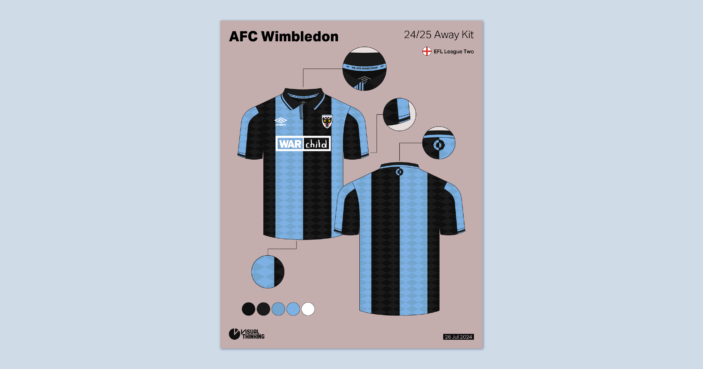 ユニフォーム紹介：AFC Wimbledon（24/25シーズン Away Kit）